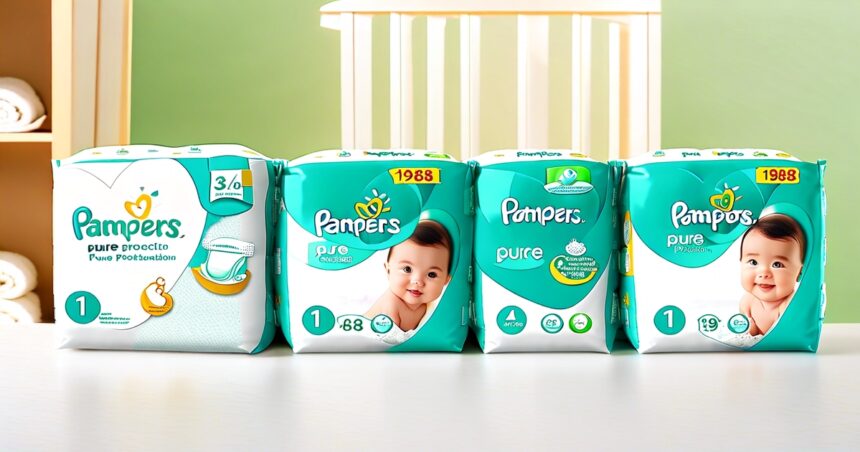 Pampers Pure Protection Diapers - Size 1, 198 Count: Hypoallergenic Baby Diapers