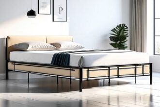 Linenspa Folding Metal Platform Bed Frame - Full Size - No Box Spring - Underbed Storage - Easy Assembly - 14" Height